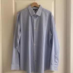 Classic Men's Blue Pinstripe Dress Shirt - Slim Fit